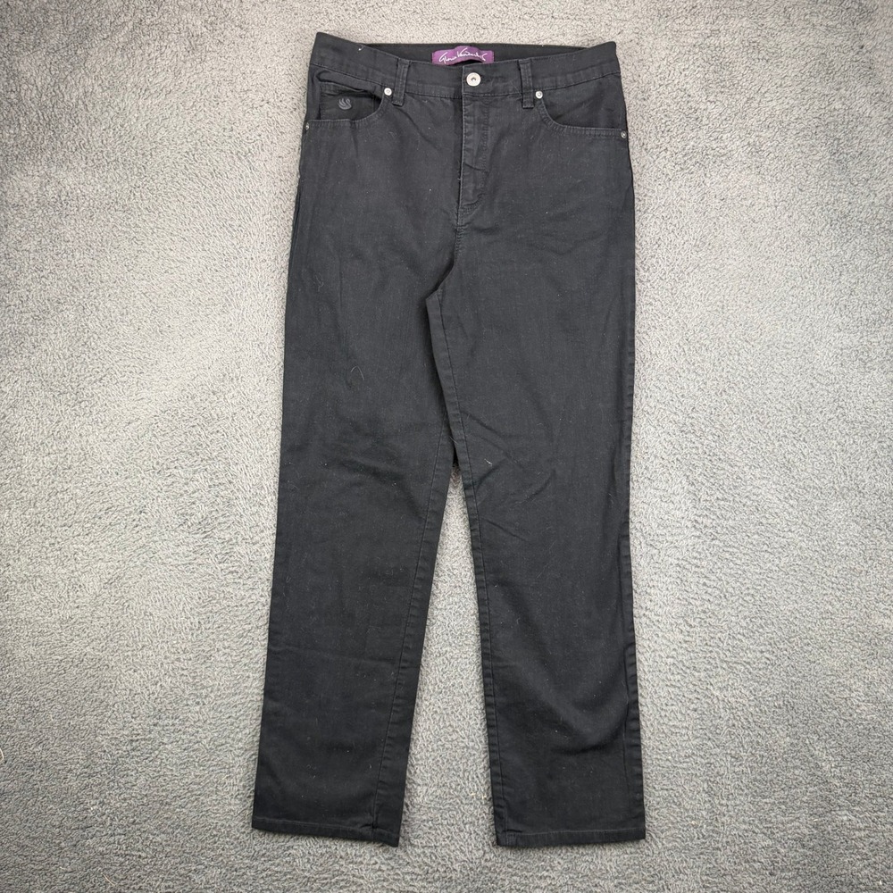 Gloria Vanderbilt Womens Black Amanda High Rise‎ Straight Leg Jeans Size 10P